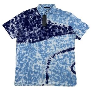 Greyson Spirit Tie Dye Polo Shirt Wolf Blue Men's Medium Brand New